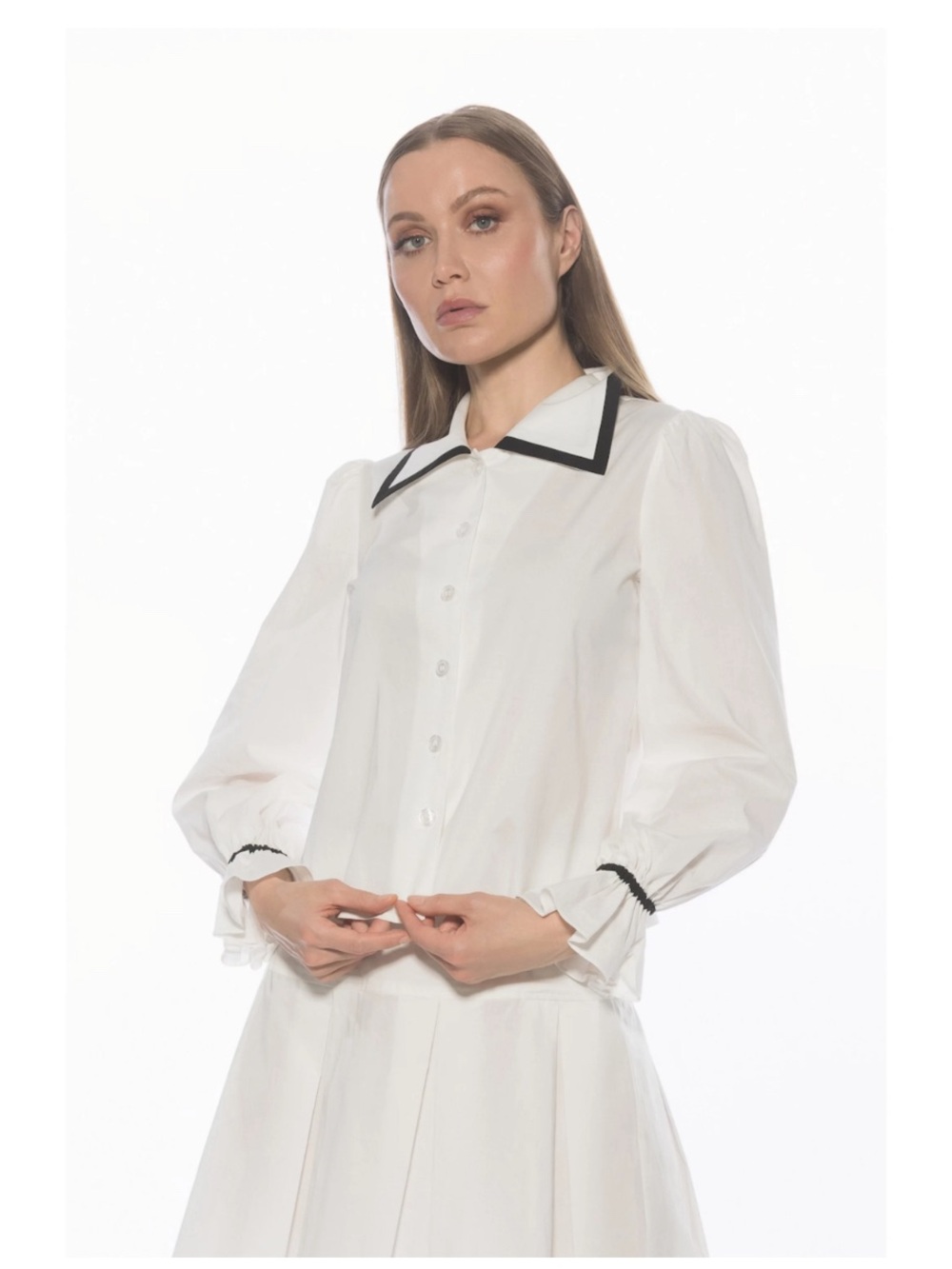 White ALEXIA ADMOR Button Down Blouse Shirt